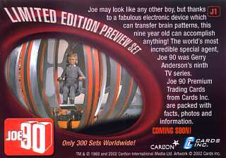 Cards Inc. Joe 90 preview card J1 (reverse)