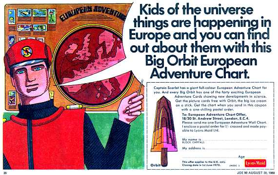 Lyons Maid Big Orbit European Adventure Chart offer - half-page